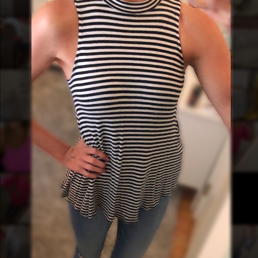 Striped Halter Neck Tank Top